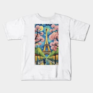 Eiffel Tower Euphoria: Van Gogh's Parisian Symphony Kids T-Shirt